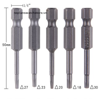 Set 5 Mũi Tua Vít Đầu Tam Giác Từ Tính Bằng Thép 1 / 4 50mm S2