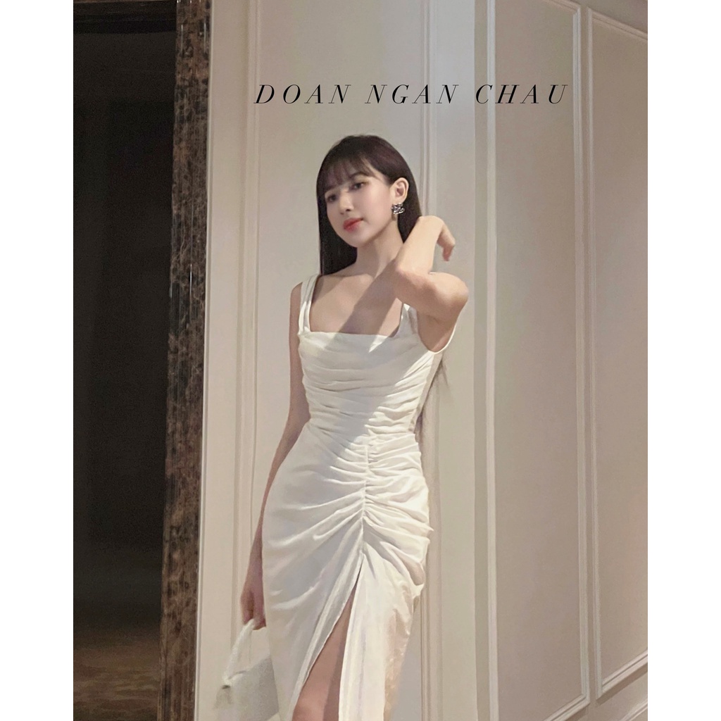 Rime Dress - Đầm Midi Hai Dây Bo Tay Nhún Tà