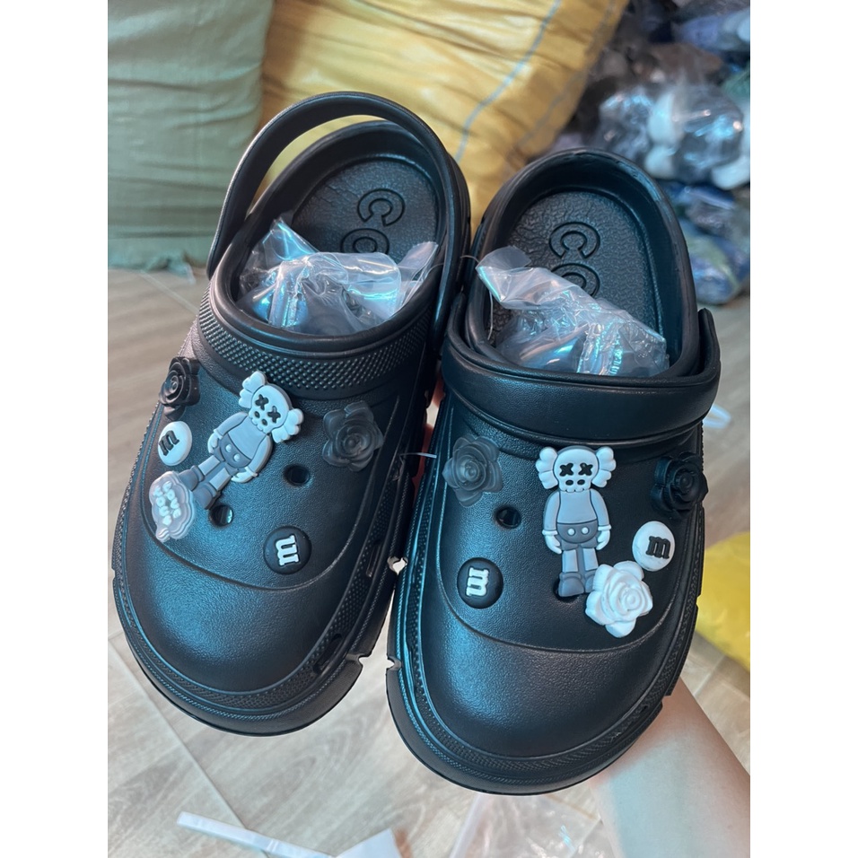 ( Tặng bộ hình 3D y như ảnh) Dép crocs cao 4cm TẶNG bộ hình gắn 3D [CÓ ...