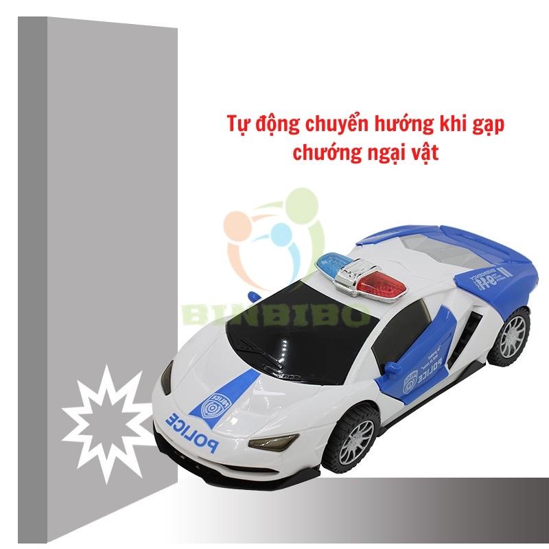 Ô tô đồ chơi xe cảnh sát xoay 360 tự động đánh lái có đèn có nhạc cực đẹp - Binbibo