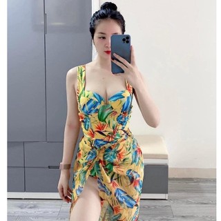 BỘ BIKINI HỌA TIẾT LÔNG VŨ KÈM KHĂN CAO CẤP-BIKINI STORE