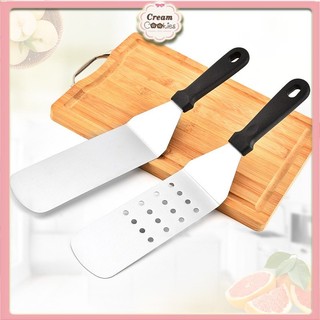 Xẻng Xúc Pizza Turners Bít Tết Chiên Teppanyaki Rò Rỉ Turners Bánh Xẻng Bếp Dụng Cụ Nướng Bánh Thép Không Gỉ