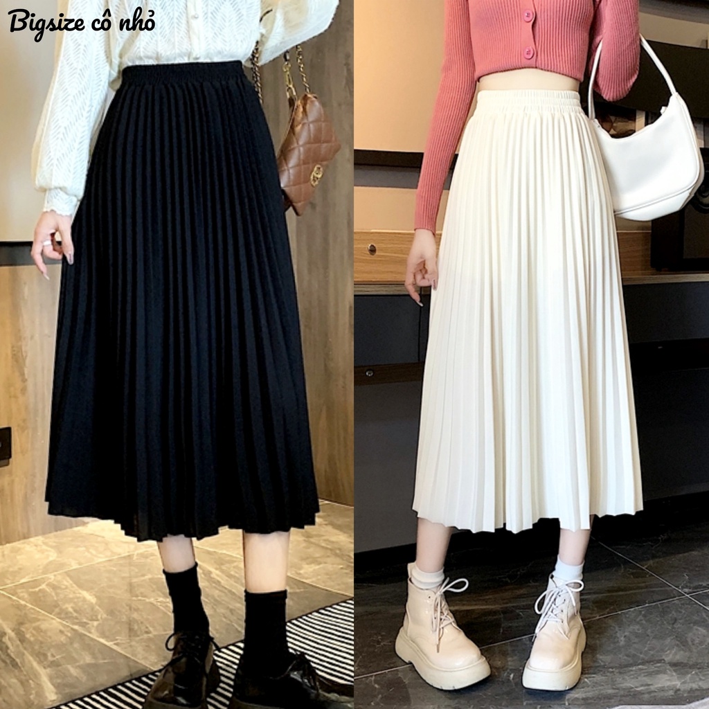 Chân Váy Midi Dài Bigsize(60kg đến 95kg) Dáng Qua Gối Lưng Chun Co Dãn Che Bụng Tôn Eo Dễ Thương CV12
