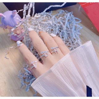 nhẫn chữ cái đính đá , free size , ai đeo cũng vừa đẹp - jena sliver