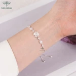 Lắc tay bạc nữ TLEE cỏ bốn lá đá trắng lấp lánh dây rút bạc 925 cao cấp TLEE JEWELRY LT0112 — ảnh 5