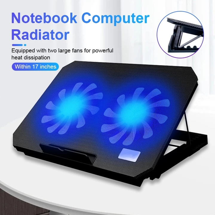 N99 Đế Tản Nhiệt Laptop, Đế tản nhiệt 2 quạt có đèn LED, từ 13.3 đến 17 inch 2 fan chạy êm, hút mạnh làm mát cực nhanh