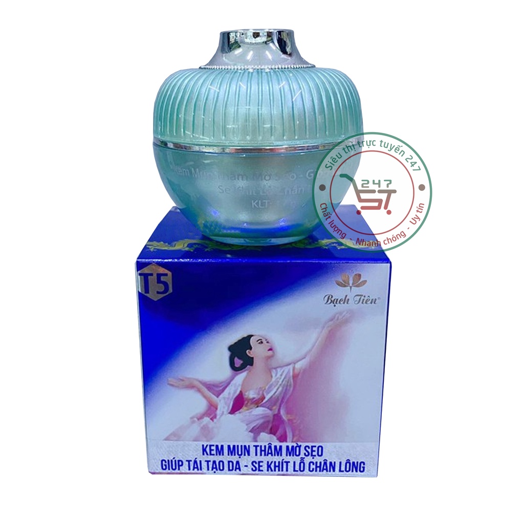 Kem Mụn Trắng da Mờ sẹo Thâm Tái tạo da Se khít lỗ chân lông Bạch Tiên 8g 13g (xanh dương-trắng)