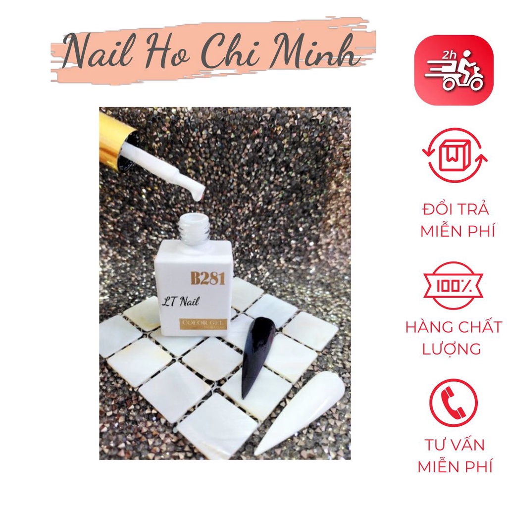 Sơn gel đen, trắng, trắng gạo, cút lộn B281 chính hãng lên màu chuẩn (15ml)