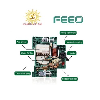 Aptomat DC 2p 800v 20A  hãng FEEO chuyên dùng cho hệ thống điện Năng lượng mặt trời