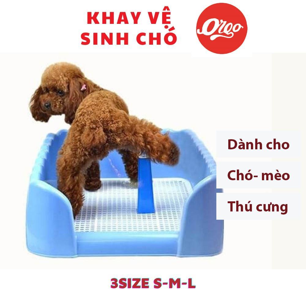 Khay vệ sinh cho chó nhỏ Orgo size S (loại có 3 tường chắn) chống văng bẩn chất thải ra nền nhà (không có trụ)