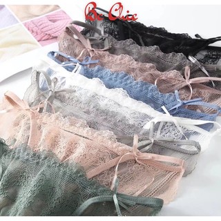 Quần lót nữ quyến rũ cao cấp, quần lót ren đính nơ 2 bên quyến rũ Q 2824  BC_CHIC LINGERIE