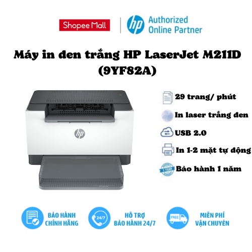 [Mã ELHPPK giảm 10% đơn 500K] Máy in đen trắng HP LaserJet M211D (9YF82A) / M211dw (9YF83A) / In 2 mặt tự động