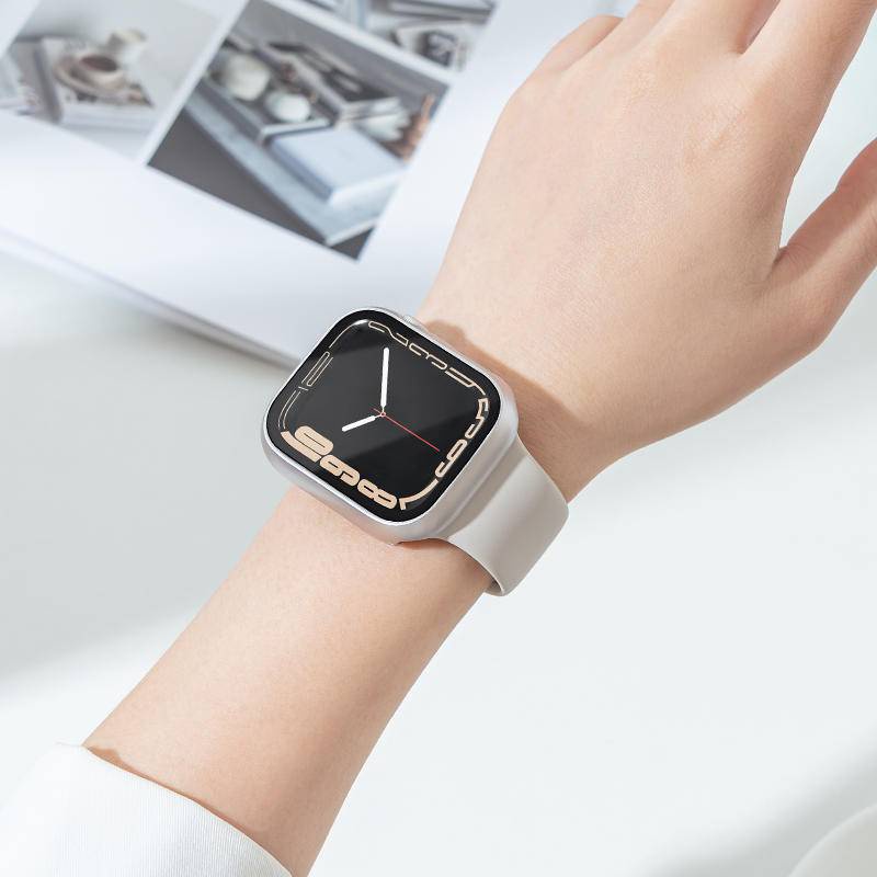 Ốp Lưng Toàn Diện 360 Ốp Lưng Cứng Mờ Cho Apple Watch Series 9 8 7 6 5 4 3 2 1 SE SE2 Vỏ Kính Cường Lực Cho iWatch 45mm 41mm 44mm 40mm 42mm 38mm