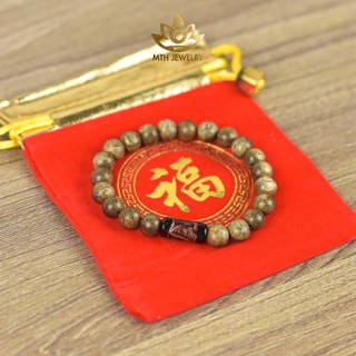 Vòng Tay Trầm Hương Tròn Đơn Trầm Tốc Việt Mix Đá Trúc Ngọc Ngũ Sắc Theo Mệnh - Mộc Trầm Hương MTH