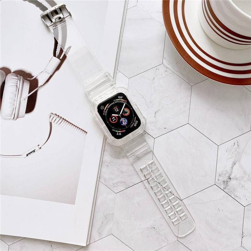 Dây Đeo Thể Thao Cho Apple Watch Ultra Series 9 8 7 6 5 4 3 2 1 SE2 Dây Đeo Trong Suốt Silicon Cho iWatch 49mm 45mm 41mm 44mm 42mm 40mm 38mm