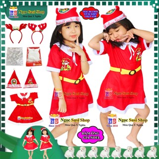 BỘ VÁY ĐẦM NOEL CHO BÉ TỪ 1 - 10 TUỔI CHẤT VẢI NỈ - TRANG PHỤC NOEL CHO BÉ GÁI [MẶC ĐI CHƠI CHỤP ẢNH]