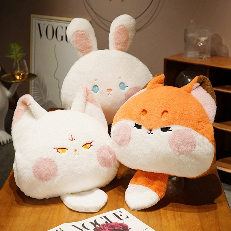 Rytanda Thỏ búp bê Teddy Bear Plush Toy Fox nhồi bông đồ chơi thỏ dễ thương Fox tay ấm gối cho trẻ em quà sinh nhật Giáng sinh