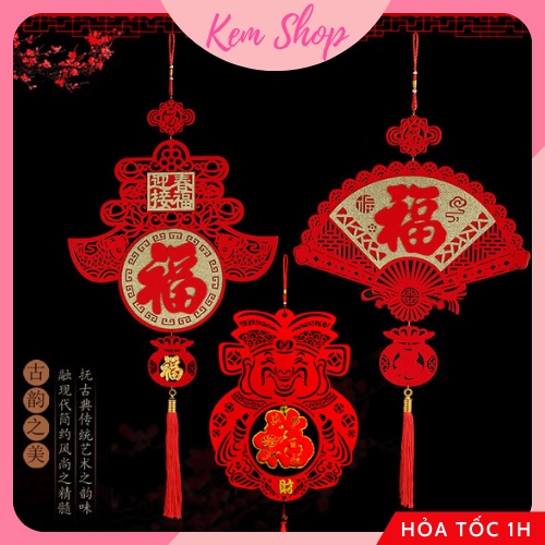 Liễn khánh tài lộc chữ Tết Phúc Lộc Thọ, câu đối tài lộc size đại treo trang trí năm mới - Kem Shop K295