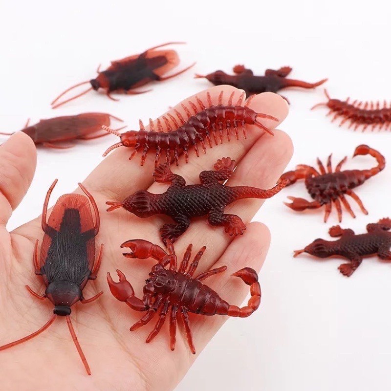 Set 5 con côn trùng giả: Gián, Rết, Bọ Cạp, Thạch Sùng bằng nhựa nhìn như thật
