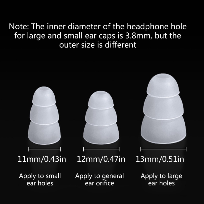 Star Triple Flange Earpads Ear Tip Silicone Bud Eartips Đường kính trong 3 8-4 5mm