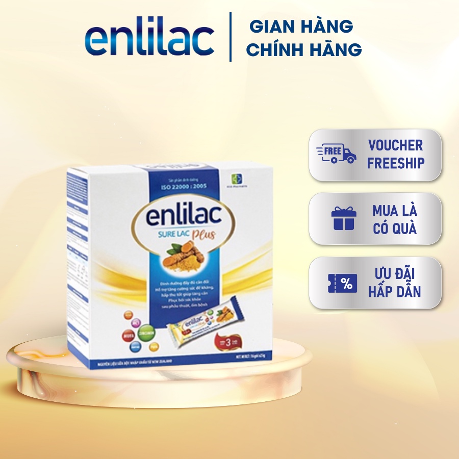 Sữa bột tăng đề kháng Enlilac SureLac Plus  Hộp 400g  năng lượng hồi phục cho người ốm bệnh và sau phẫu thuật