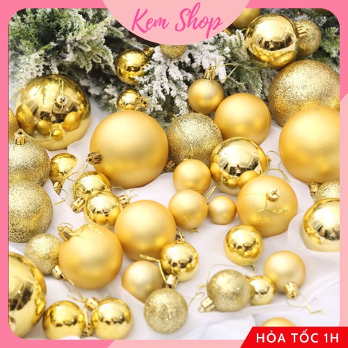 Set 3 quả châu trang trí Noel Giáng sinh Christmas size 4/6/8cm nhiều màu sắc - Kem Shop K284