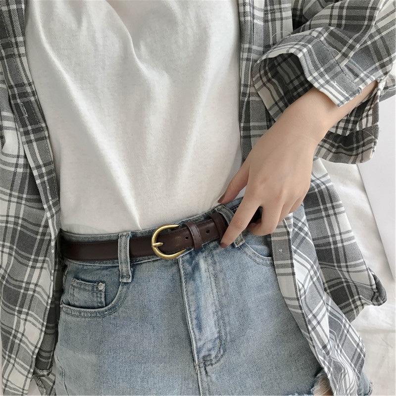 Ảnh Thắt lưng da PU AIJOLEN màu trơn thời trang vintage cho nữ 1