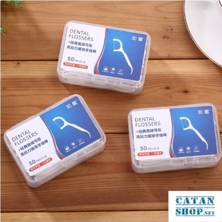 Hộp 50 Cây Tăm Chỉ Nha Khoa Dental Flossers Giúp Làm Sạch Răng, Loại Bỏ Mảng Bám Thức Ăn GD624-TamNK