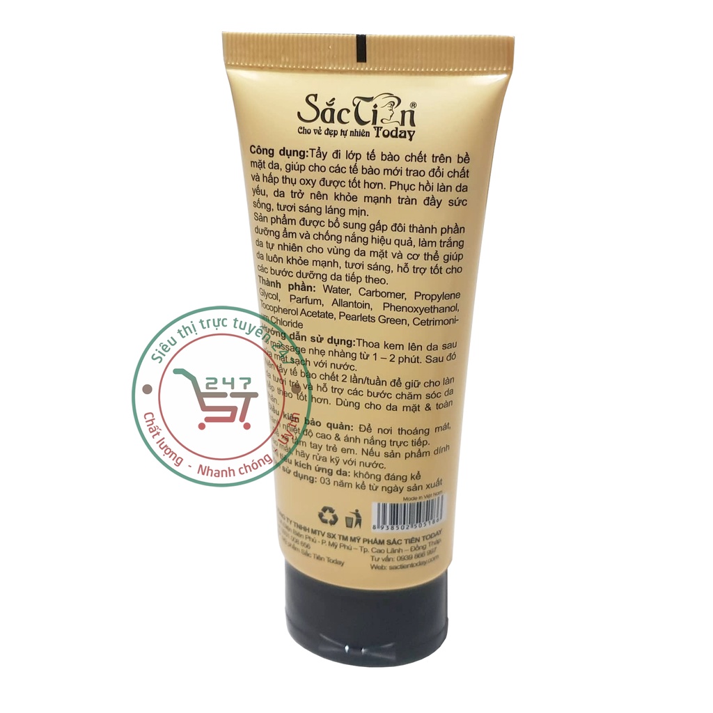 Tẩy tế bào chết body hiệu quả với kem tẩy tế bào chết Sắc Tiên 120g (Vàng) Tẩy da chết cho da mặt giúp trắng da