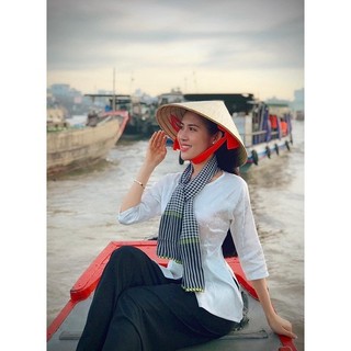 Áo bà ba lụa gấm kèm quần đen , thời trang nữ
