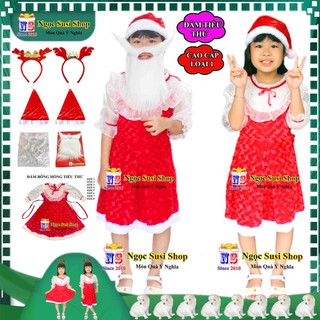 BỘ ĐẦM NOEL ĐẦM BÔNG HỒNG TIỂU THƯ CHO BÉ GÁI TỪ 1 - 8 TUỔI CAO CẤP - BỘ ĐẦM VÁY NOEL GIÁNG SINH CHO BÉ GÁI