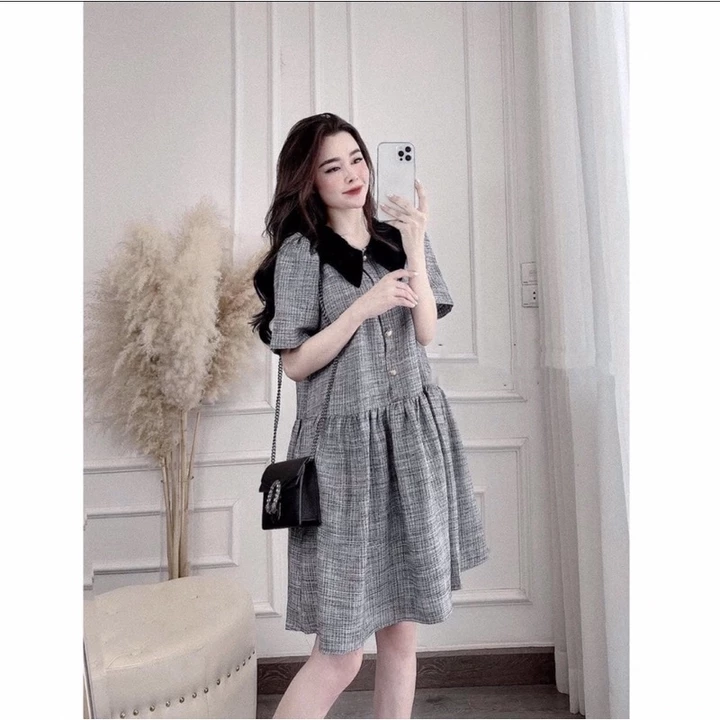 Váy bầu thiết kế cổ sen đuôi cá trẻ trung, váy chất vải dạ dày dặn size 40-75kg,váy đi làm công sở,đi chơi