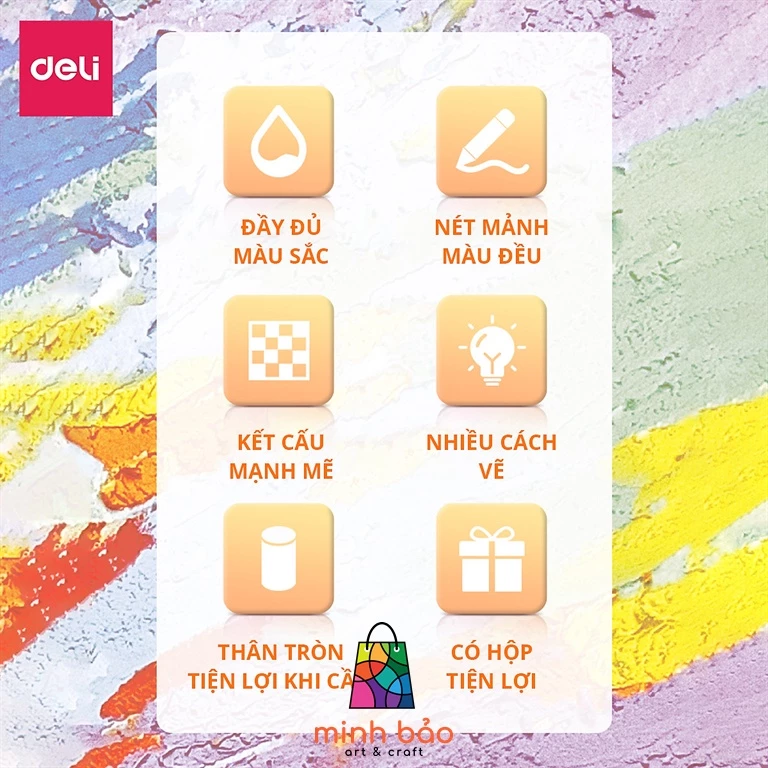 BÚT SÁP DẦU CHUYÊN NGHIỆP DELI - HỘP GIẤY - 24/36 MÀU - 72087 / 72088