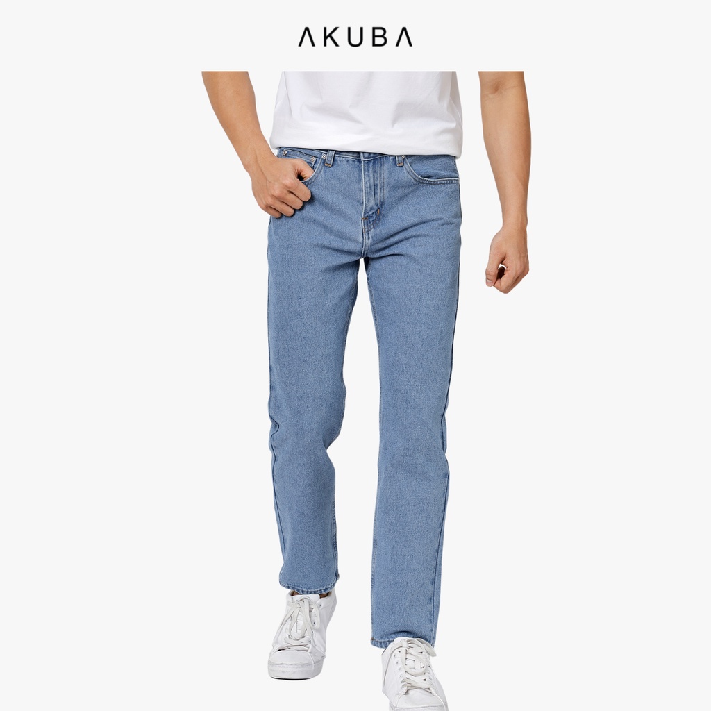 Quần jean Nam Akuba form regular, ống suông, dáng ôm vừa, chất liệu Jean dày dặn cõ giãn, thấm hút mồ hôi 01D0363
