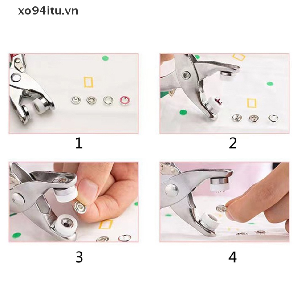Bộ Dụng Cụ Đóng Nút Kim Loại Kèm Kìm Chuyên Dụng Cho May Vá