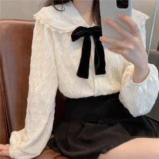 Áo Sơ Mi Tay Dài Cổ Búp Bê Thời Trang Mùa Xuân Dành Cho Nữ