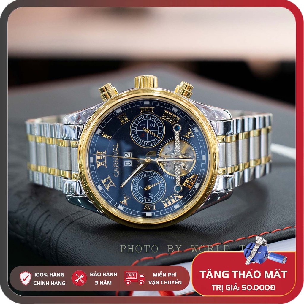 ng h c ng h nam day thep Carnival 8728G m t kinh saphire ch ng x c fullbox va b o hanh 3 n m Shopee Vi t Nam