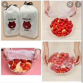 Màng bọc thực phẩm co giãn siêu dai có chun hình túi gấu set 100 chiếc