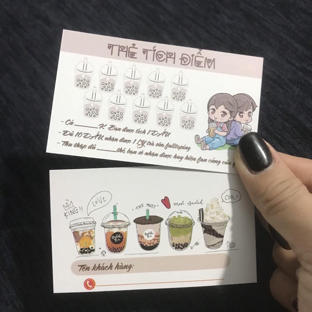THẺ TÍCH ĐIỂM TRÀ SỮA - CARD TÍCH ĐIỂM COFFEE- PHIẾU TÍCH ĐIỂM