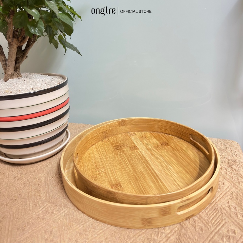 Khay Tre ONGTRE Có Tay Cầm - Khay Tròn, Khay Chữ Nhật Phục Vụ Trà, Cafe, Nhà Hàng, Khách Sạn