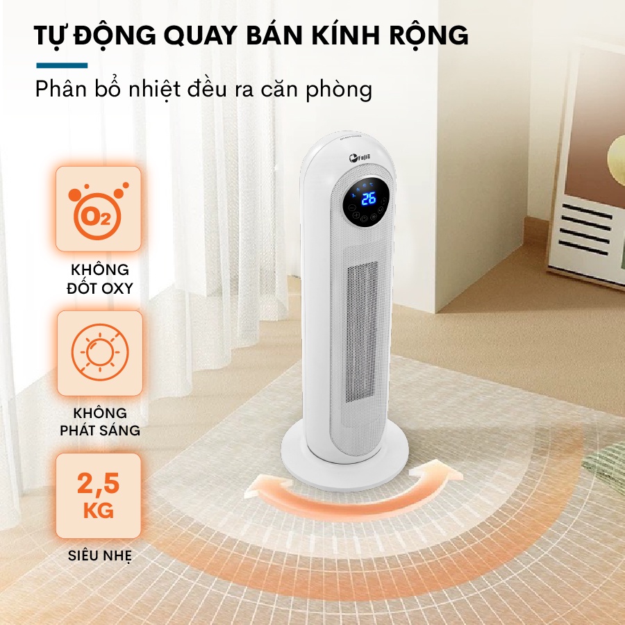 Quạt sưởi FujiE CH-2300 Gốm Ceramic, không đốt oxi, bảo vệ quá nhiệt an toàn, ấm nhanh tiết kiệm điện, bảo hành 24 tháng