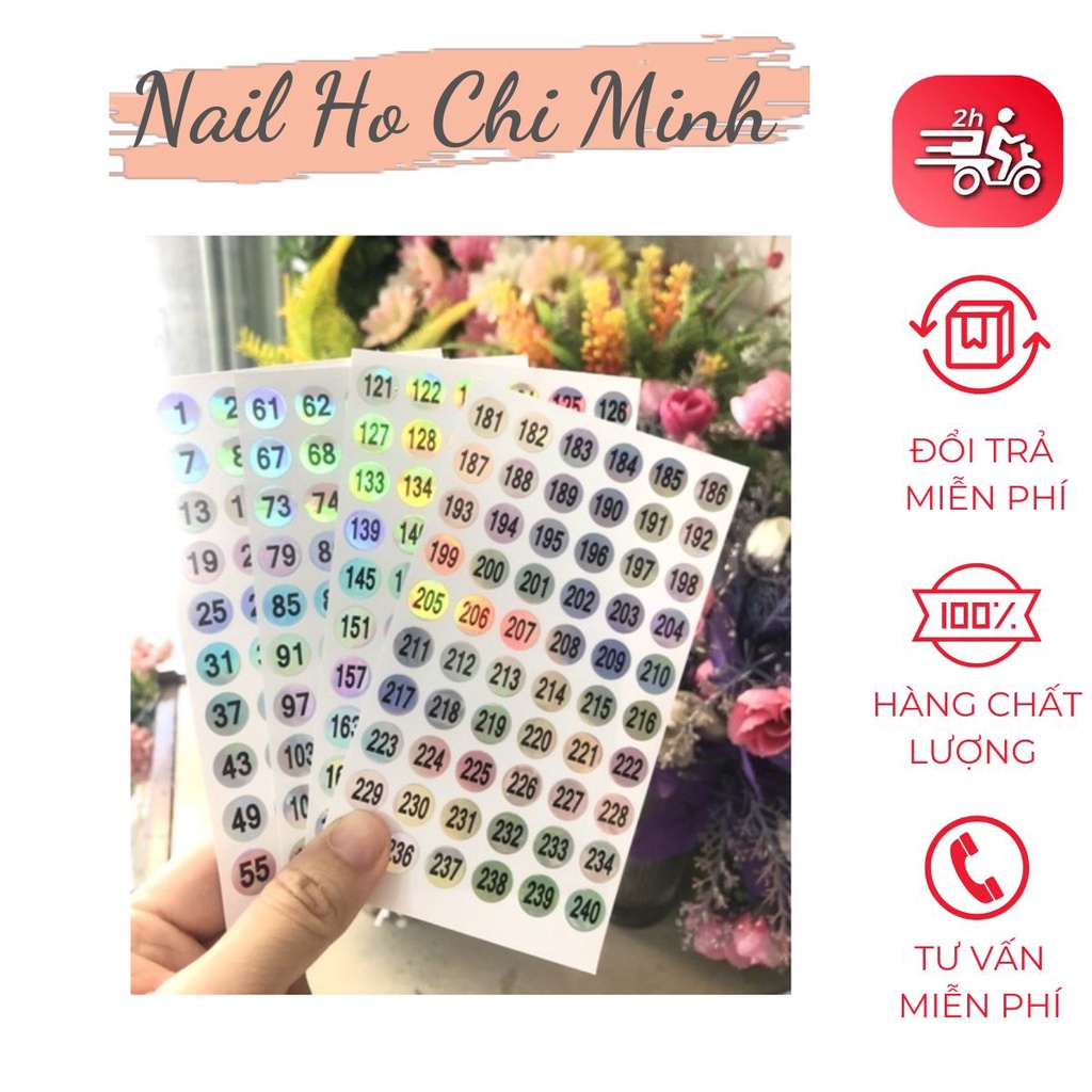 [TEM XỊN] Tem dán số chai sơn 7 màu chống bong tróc khi tiếp xúc với nước