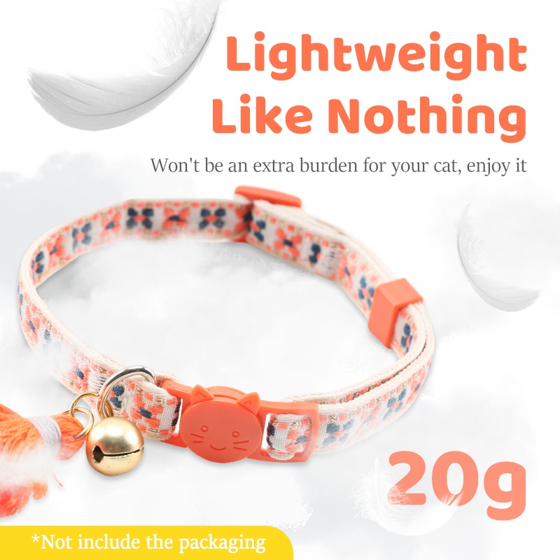 HamshMoc Vòng cổ mèo an toàn có khóa tháo nhanh có chuông mềm có thể điều chỉnh cho thú cưng Mèo con Vòng cổ