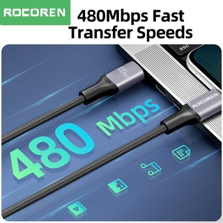 Cáp sạc nhanh Rocoren 240W USB Type C sang USB C PD 3.1 100W 5A Cáp sạc nhanh USBC Dây 2M cho MacBook Pro Laptop Xiaomi