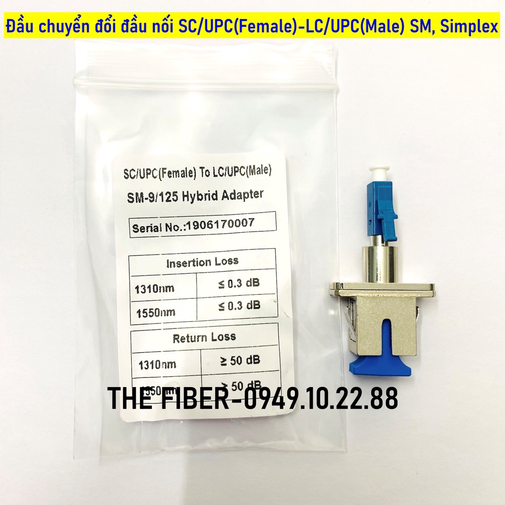 Đầu chuyển đổi đầu nối SC/UPC(Female)-LC/UPC(Male) Singlemode, Simplex ...