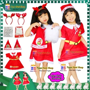 ĐỒ ÔNG GIÀ NOEL ĐẦM CHO BÉ GÁI Từ 1 - 11 Tuổi VẢI NỈ - TRANG PHỤC NOEL GIÁNG SINH [ Bán Lẻ Giá Sỉ]