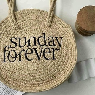 Túi cói sunday forever túi xách nữ Tote đi biển,du lịch phong cách thời trang vintage
