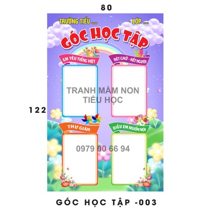 Trang trí lớp Tiểu học - GÓC HỌC TẬP (khổ dọc) | Shopee Việt Nam