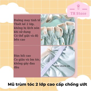 Mũ Trùm Tóc 2 Lớp Chống Nước Cao Cấp - Nón Tắm/Ủ Tóc Họa Tiết Ngôi Sao Dày Dặn (PEVA)