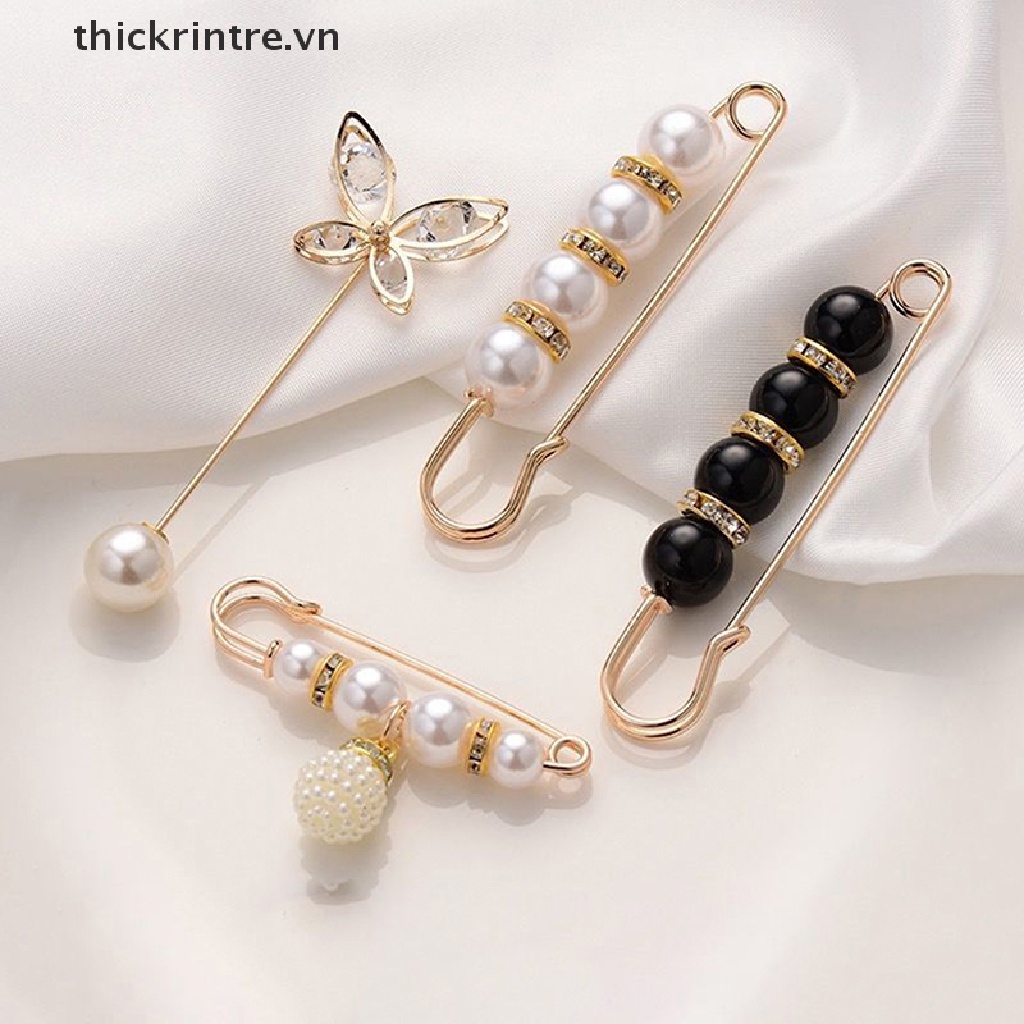 Set 3 Ghim Cài Áo Đính Đá Ngọc Trai Nhân Tạo Thời Trang